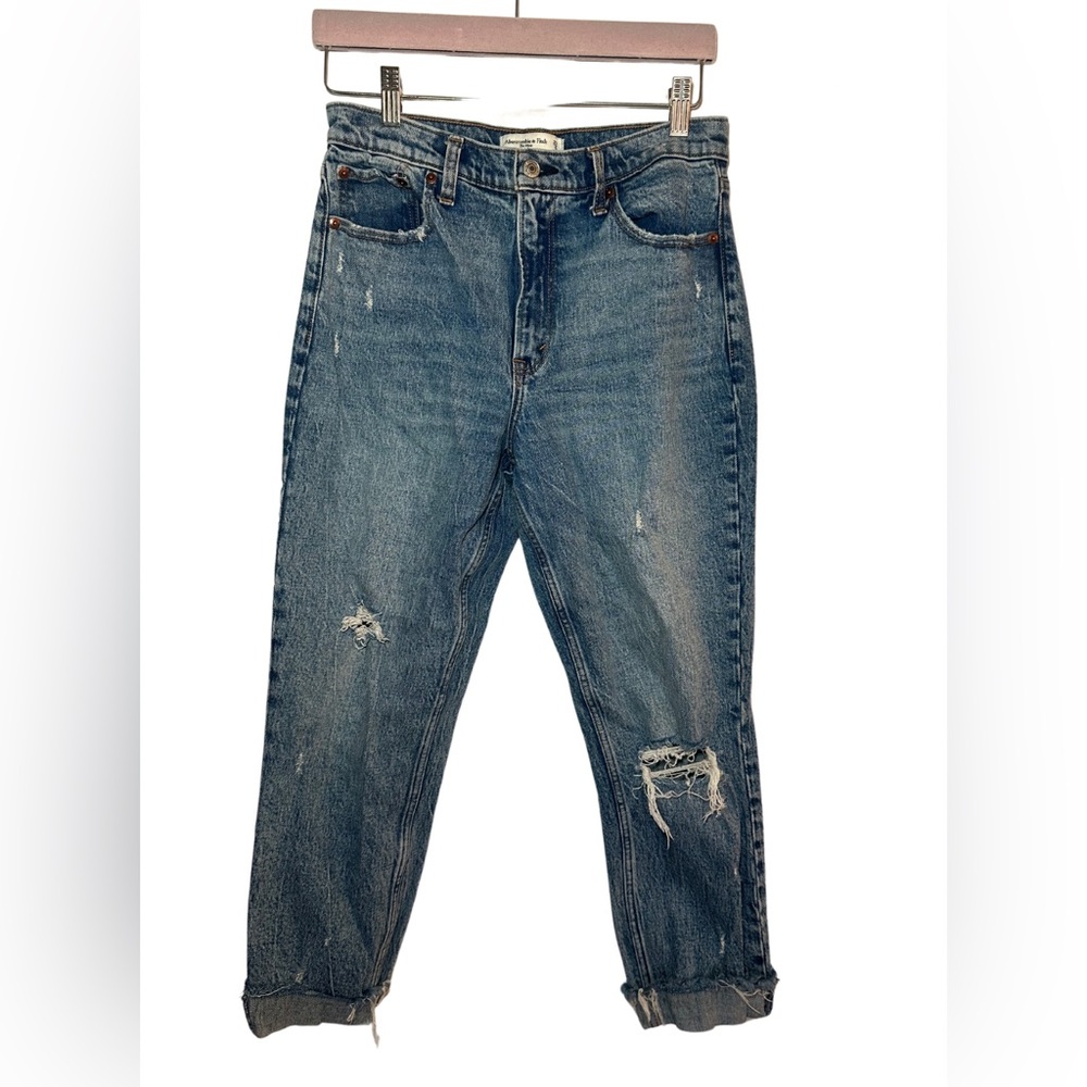 Abercrombie & Fitch The Mom High Rise Jeans Women’s 29 Vintage Distressed Cuffed